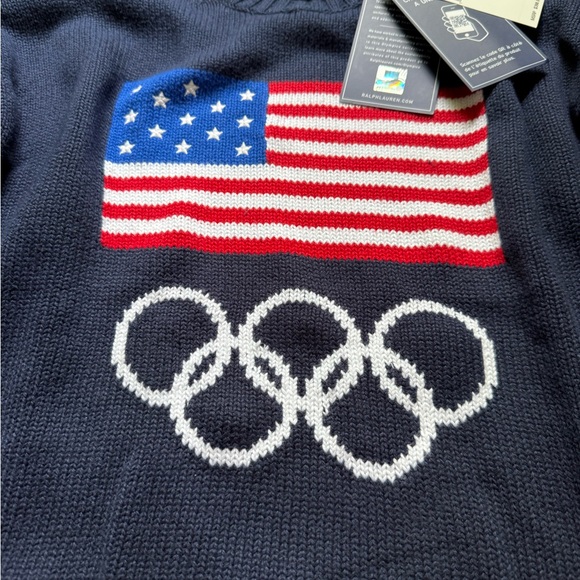 Ralph Lauren Navy Blue Crewneck Sweater 2024 Team USA ๐บ๐ธ w/ Olympic Rings NWT! - Picture 2 of 9